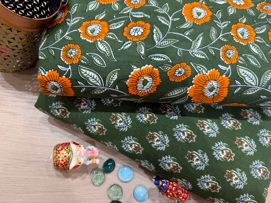 Cotton Printed Two Pc Fabric Set