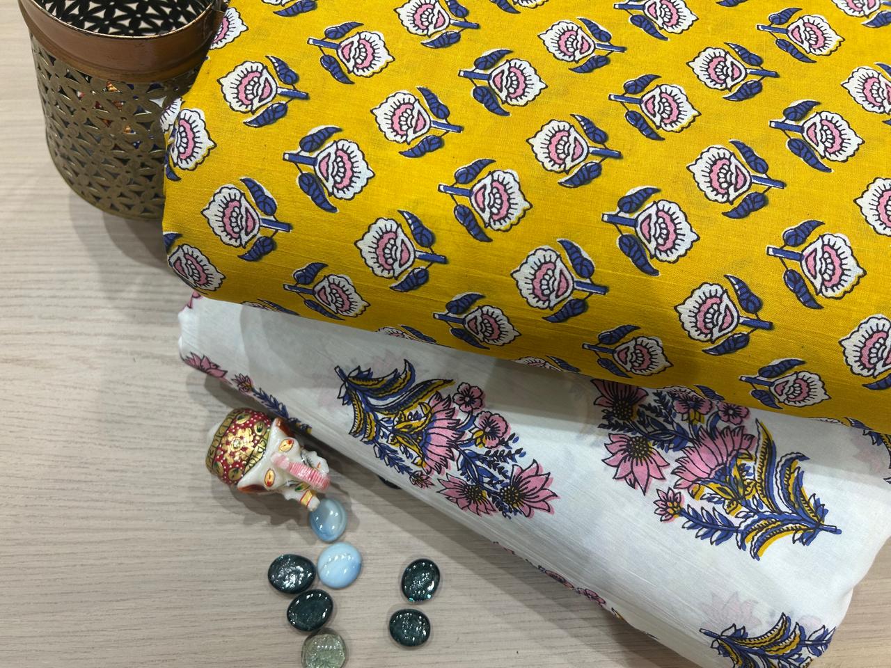 Cotton Printed Two Pc Fabric Set