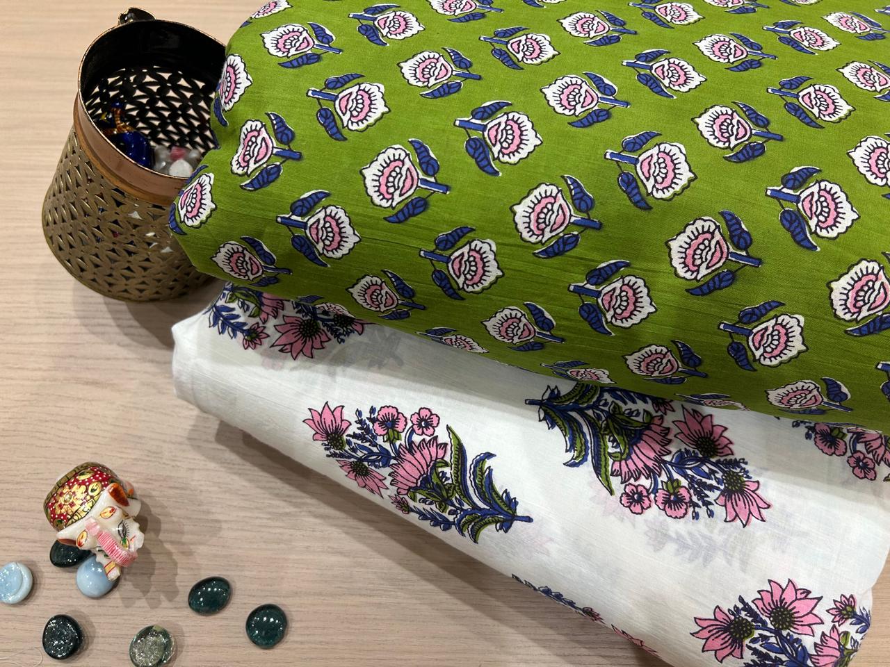 Cotton Printed Two Pc Fabric Set