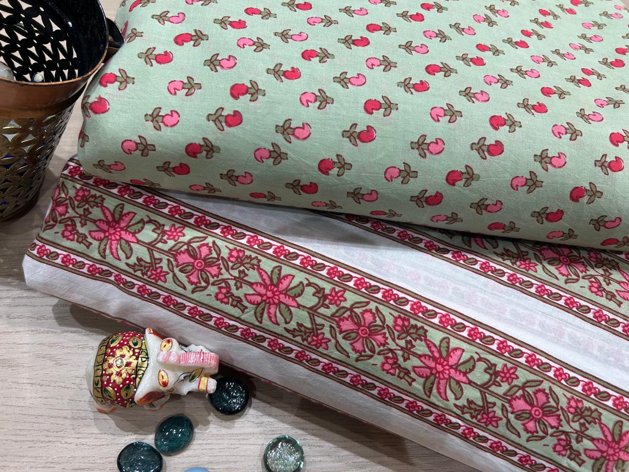 Cotton Printed Two Pc Fabric Set