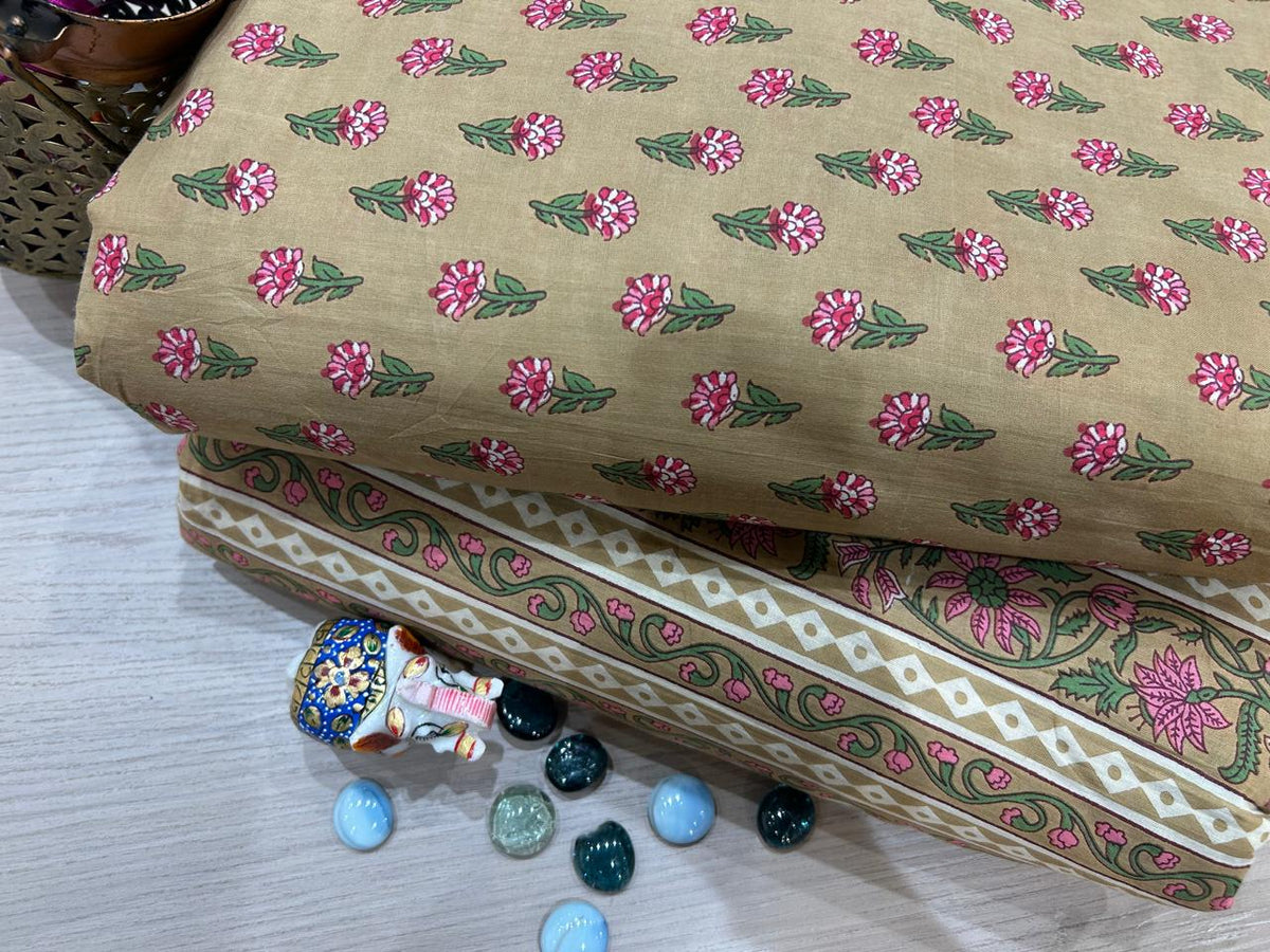 Cotton Printed Two Pc Fabric Set