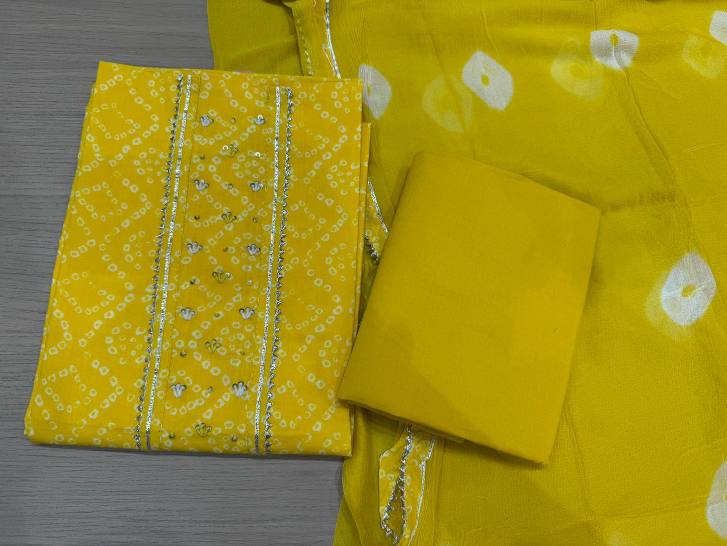 Cotton Hand Work Suit with Chiffon Dupatta