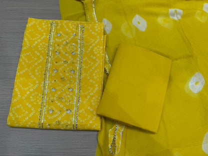 Cotton Hand Work Suit with Chiffon Dupatta