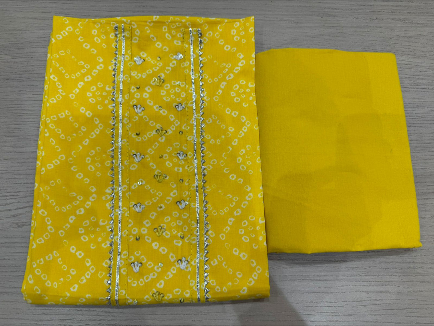 Cotton Hand Work Suit with Chiffon Dupatta