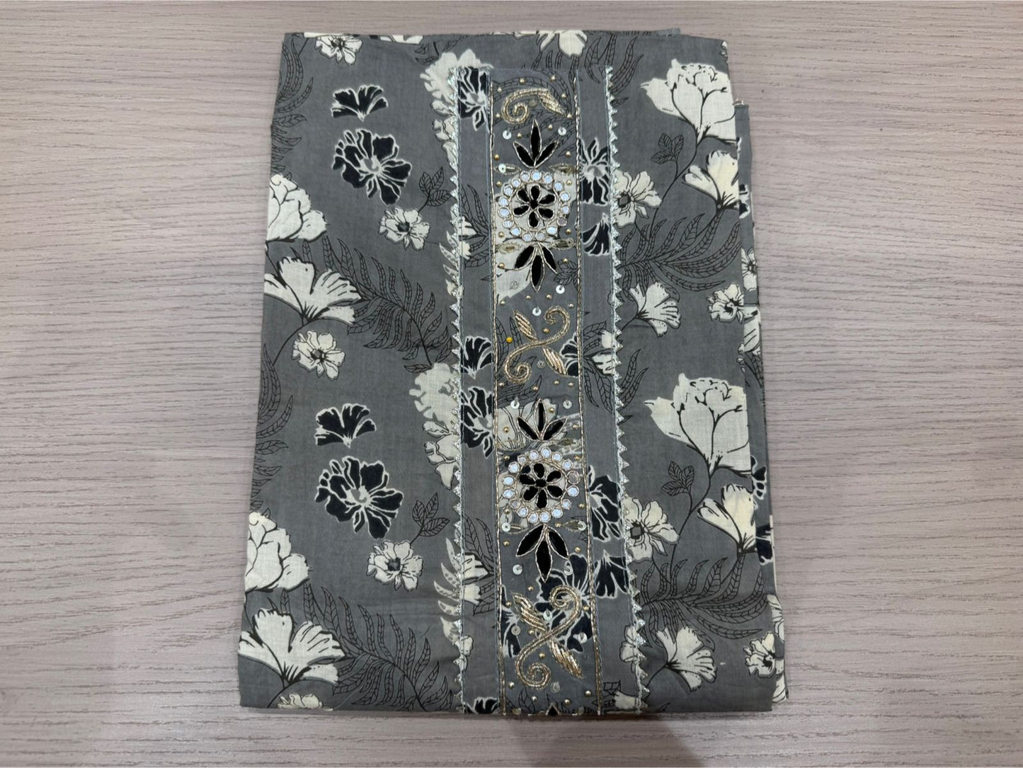 Cotton Hand Work Suit with Chiffon Dupatta