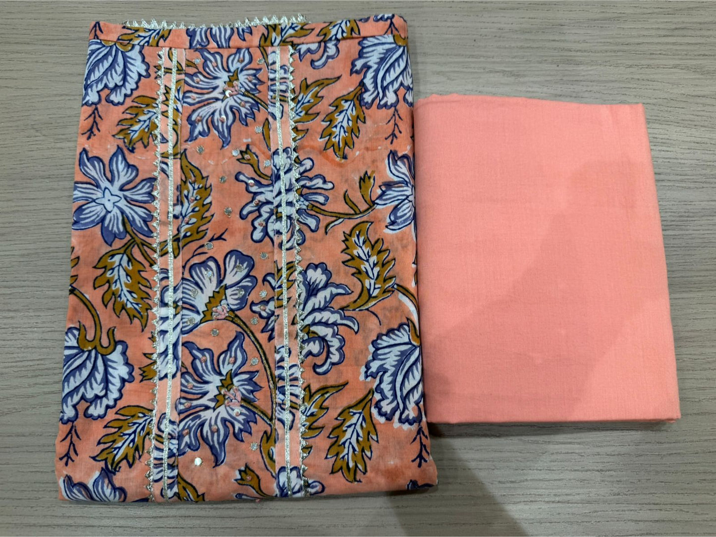 Cotton Hand Work Suit with Chiffon Dupatta