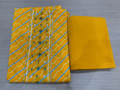 Cotton Hand Work Suit with Chiffon Dupatta