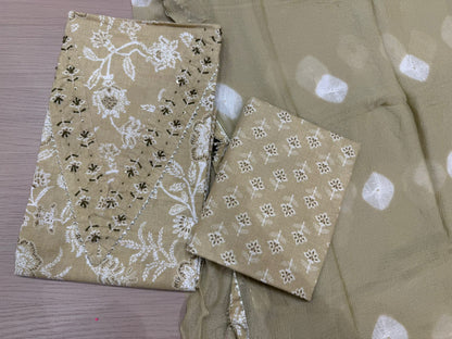 Cotton Hand Work Suit with Chiffon Dupatta
