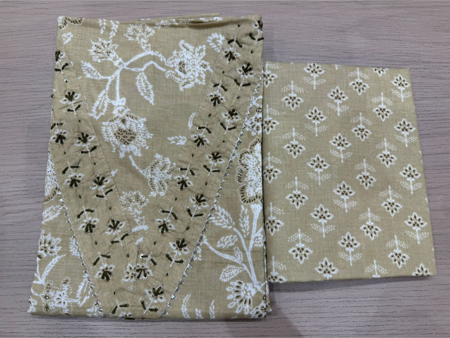 Cotton Hand Work Suit with Chiffon Dupatta