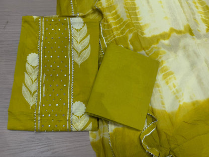 Cotton Hand Work Suit with Chiffon Dupatta