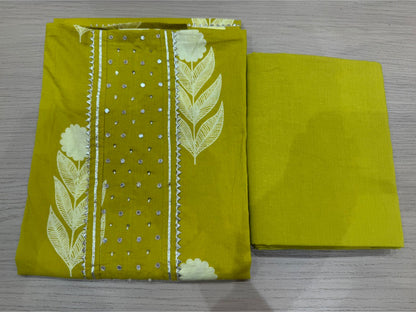 Cotton Hand Work Suit with Chiffon Dupatta
