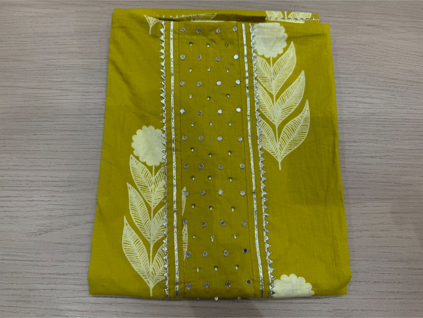 Cotton Hand Work Suit with Chiffon Dupatta
