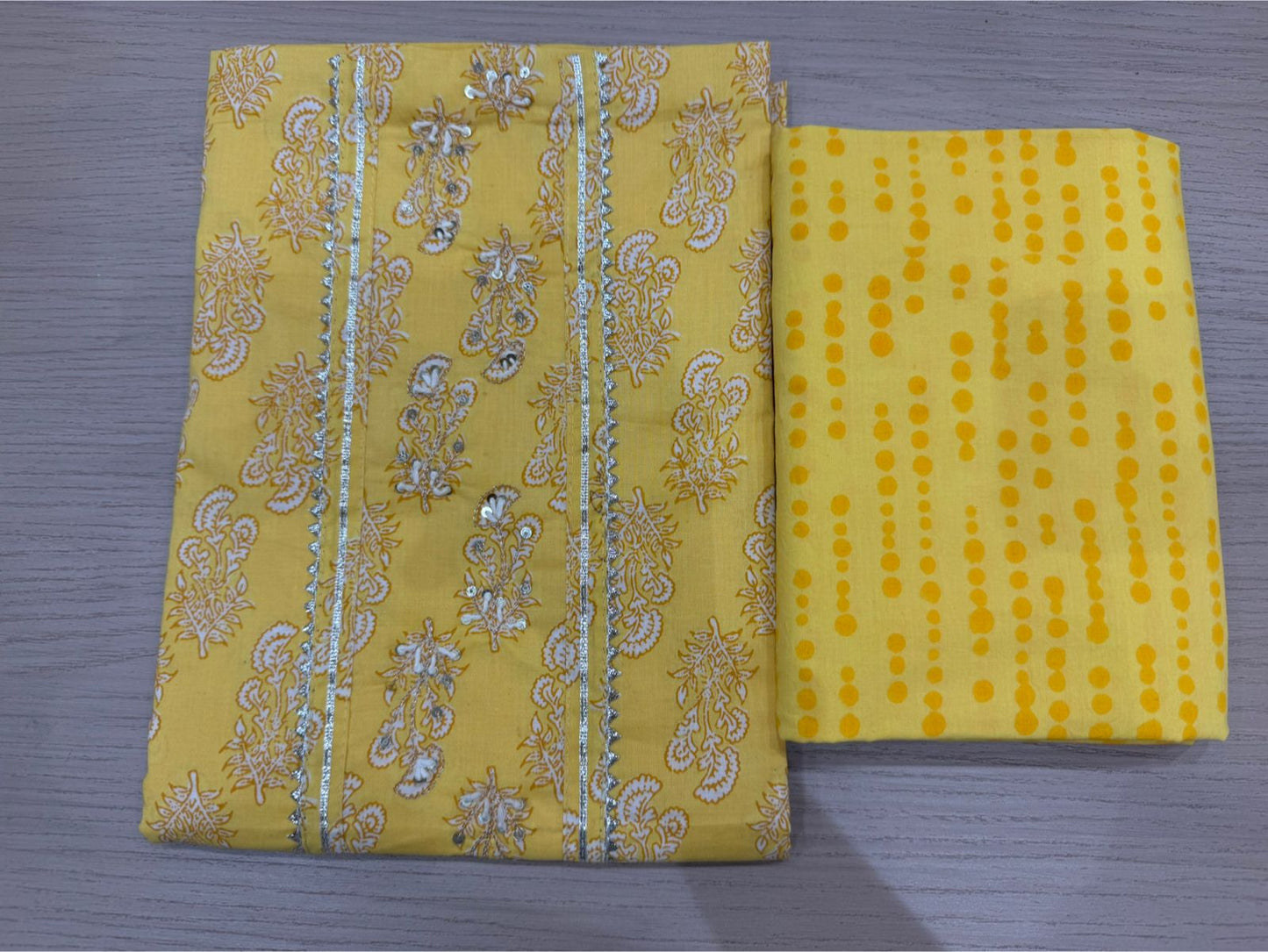 Cotton Hand Work Suit with Chiffon Dupatta