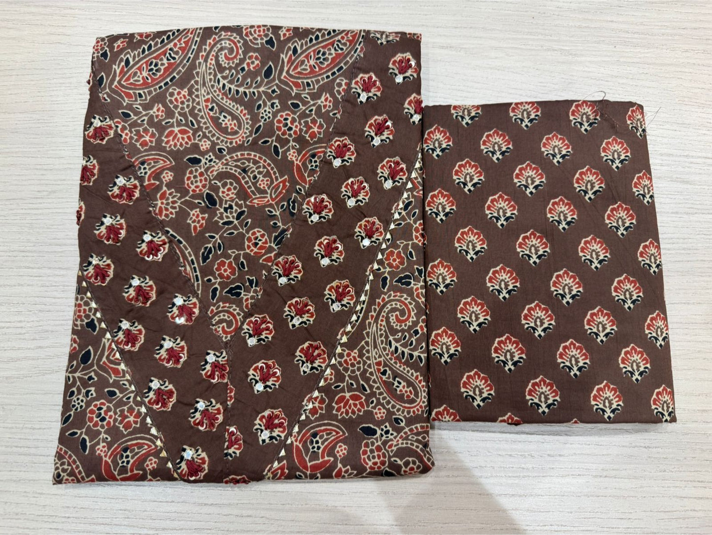 Cotton Hand Work Suit with Chiffon Dupatta