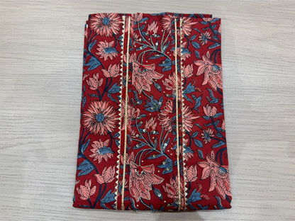 Cotton Hand Work Suit with Chiffon Dupatta