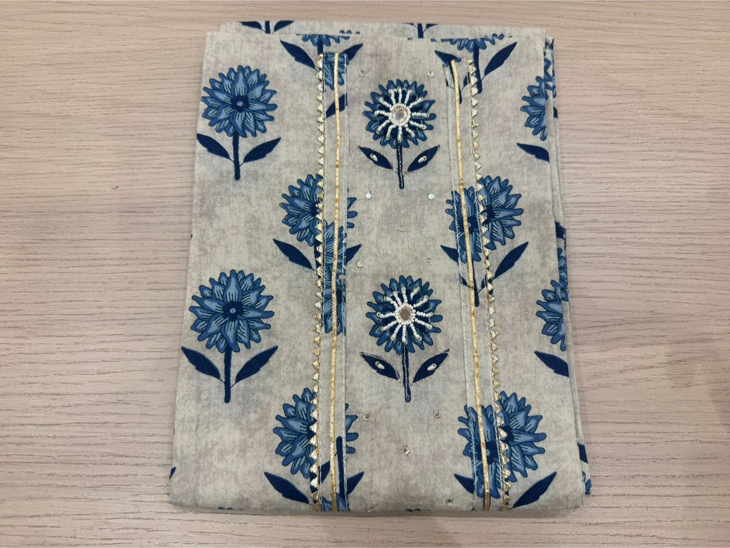Cotton Hand Work Suit with Chiffon Dupatta