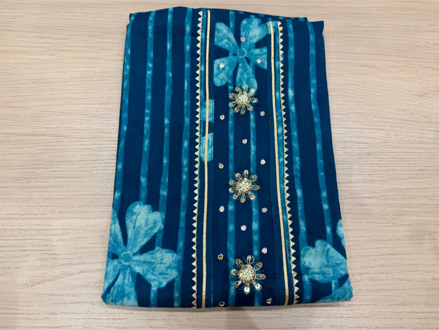 Cotton Hand Work Suit with Chiffon Dupatta