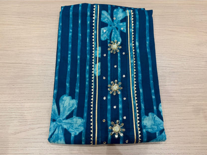 Cotton Hand Work Suit with Chiffon Dupatta