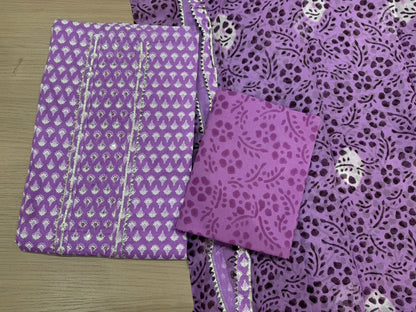 Cotton Hand Work Suit with Chiffon Dupatta
