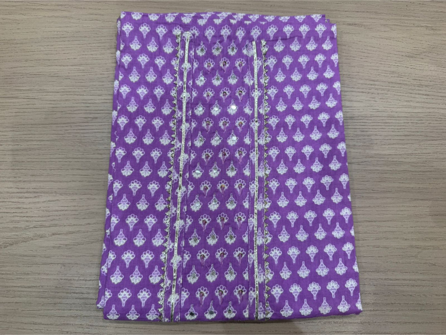 Cotton Hand Work Suit with Chiffon Dupatta