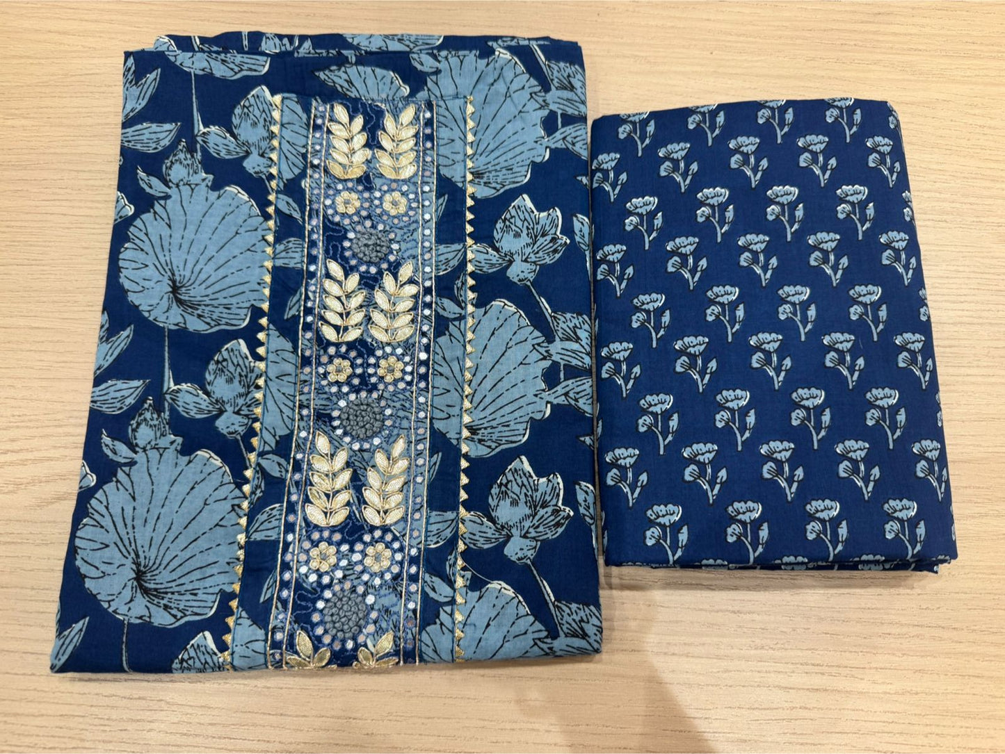 Cotton Hand Work Suit with Chiffon Dupatta
