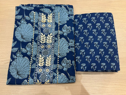 Cotton Hand Work Suit with Chiffon Dupatta