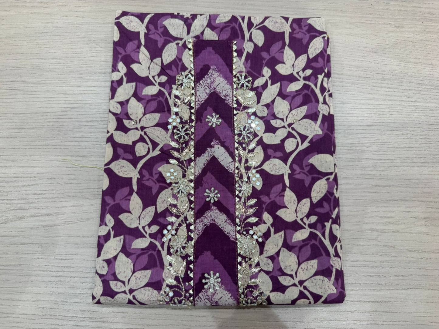 Cotton Hand Work Suit with Chiffon Dupatta