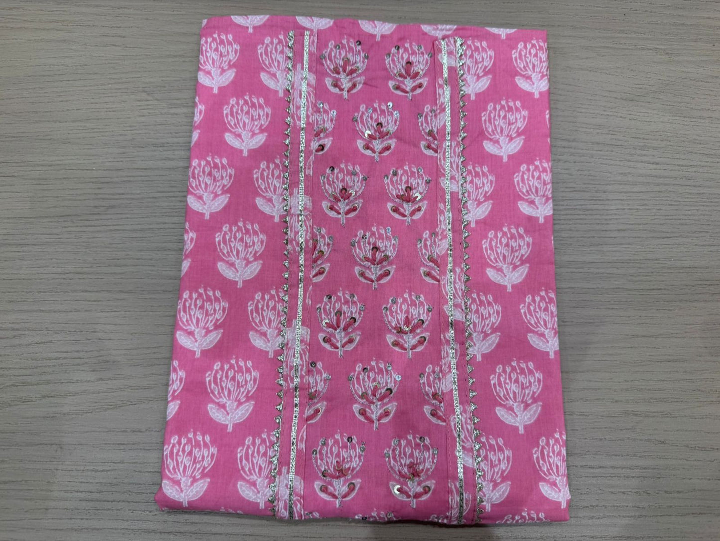 Cotton Hand Work Suit with Chiffon Dupatta