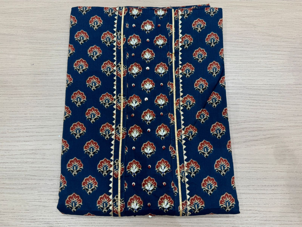 Cotton Hand Work Suit with Chiffon Dupatta