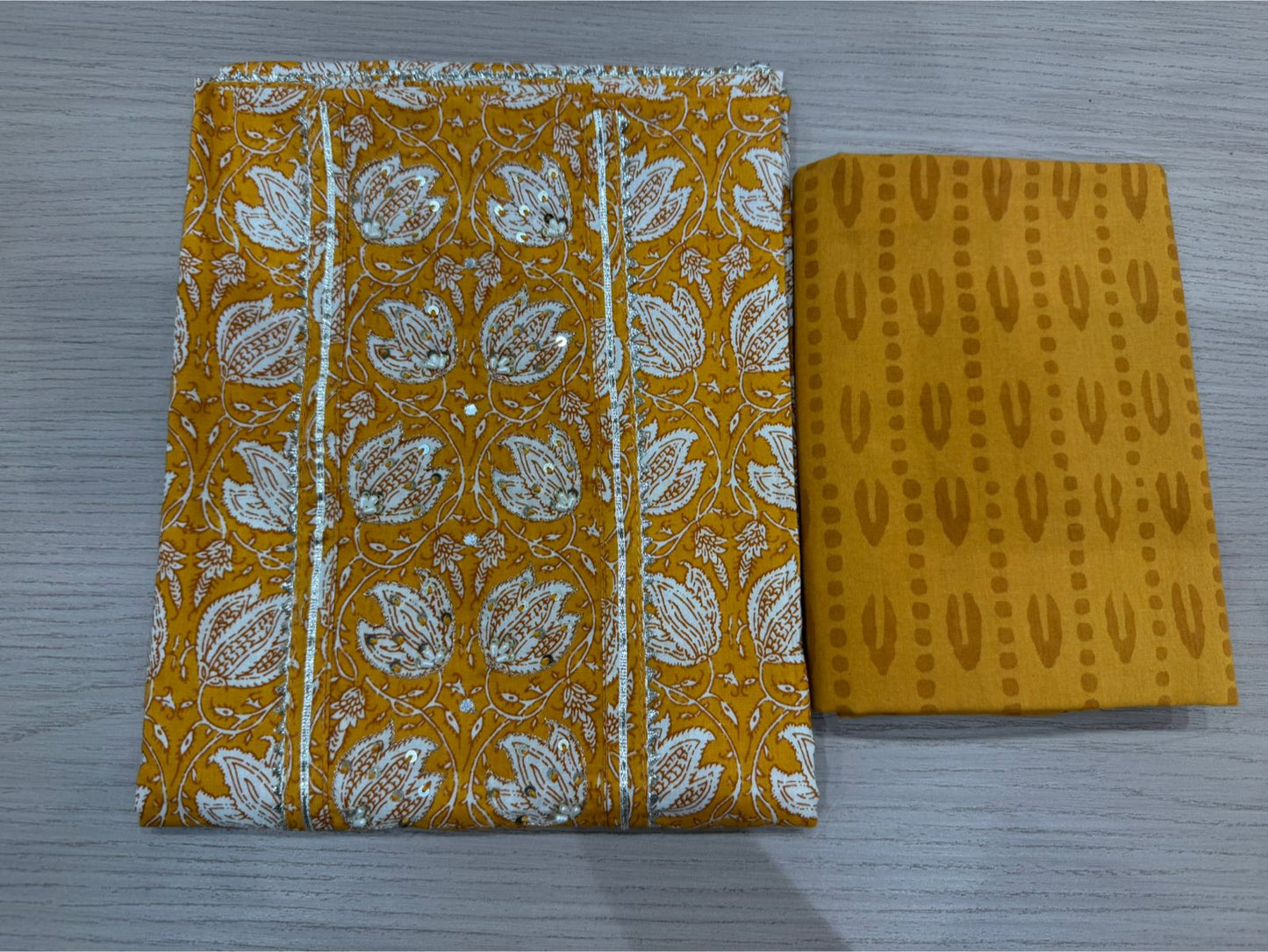 Cotton Hand Work Suit with Chiffon Dupatta