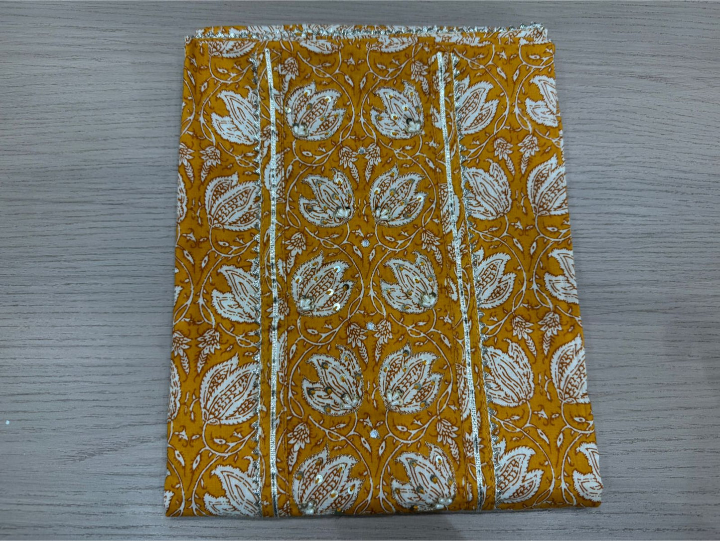 Cotton Hand Work Suit with Chiffon Dupatta