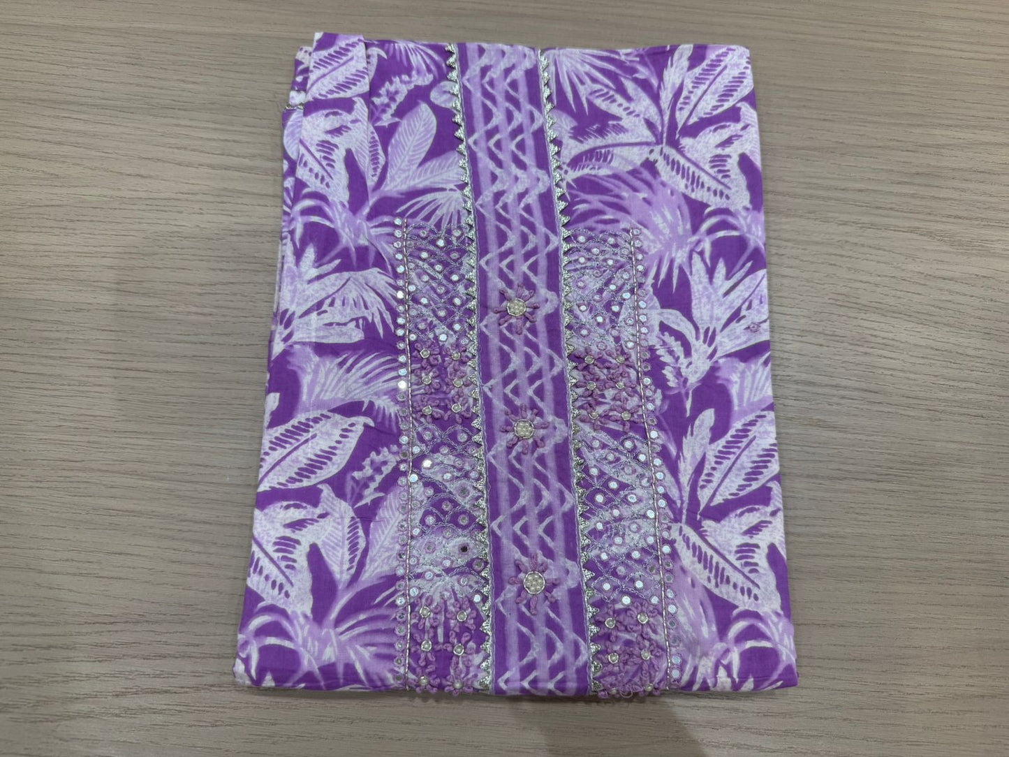 Cotton Hand Work Suit with Chiffon Dupatta