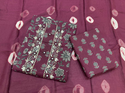 Cotton Hand Work Suit with Chiffon Dupatta