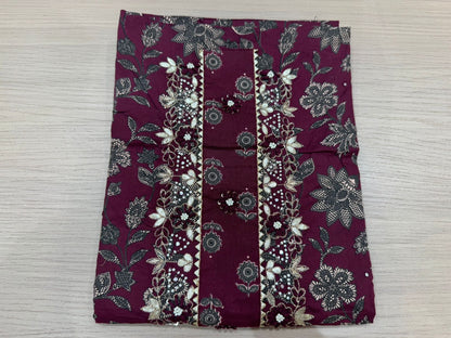 Cotton Hand Work Suit with Chiffon Dupatta