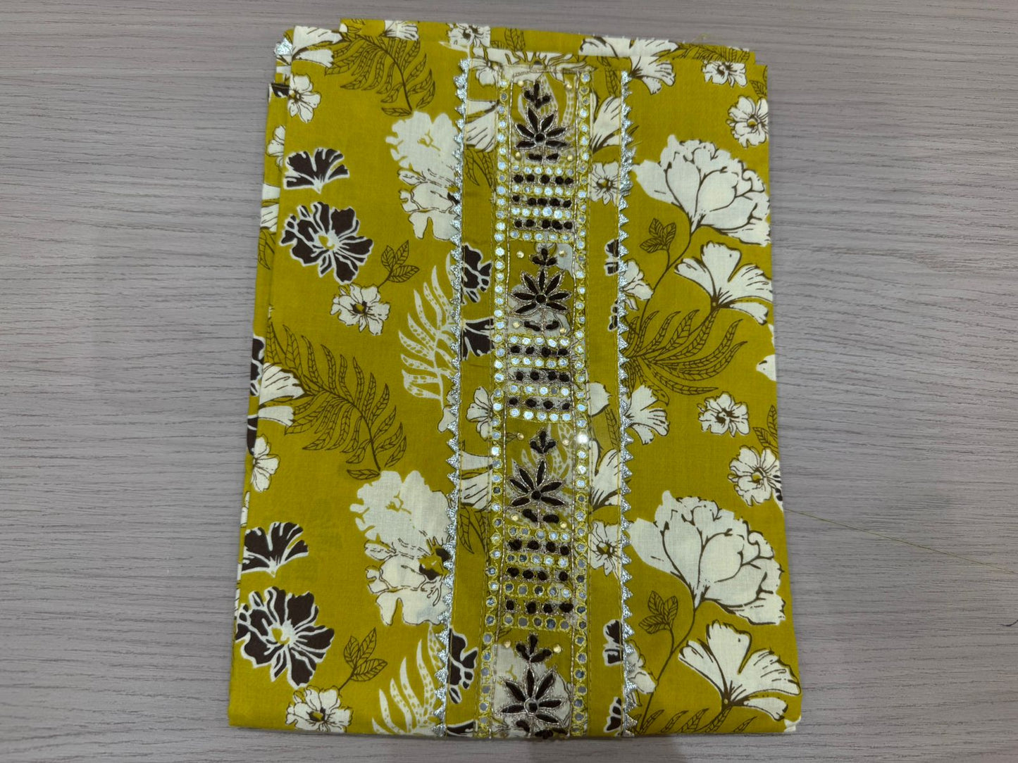 Cotton Hand Work Suit with Chiffon Dupatta