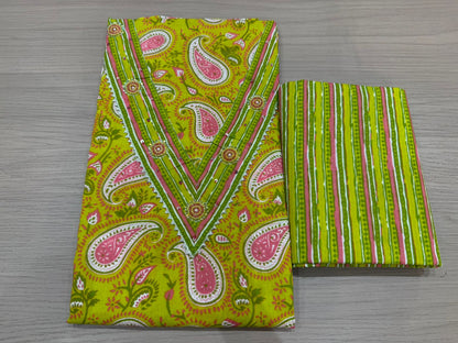 Cotton Hand Work Suit with Chiffon Dupatta
