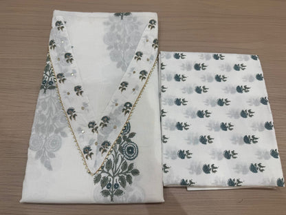 Cotton Hand Work Suit with Chiffon Dupatta
