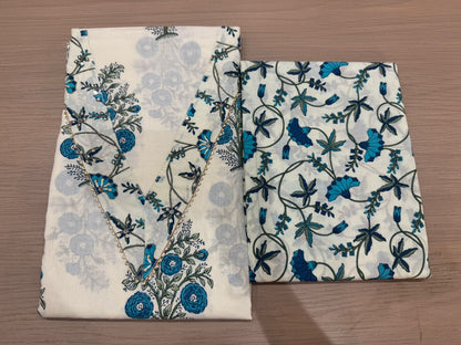 Cotton Hand Work Suit with Chiffon Dupatta