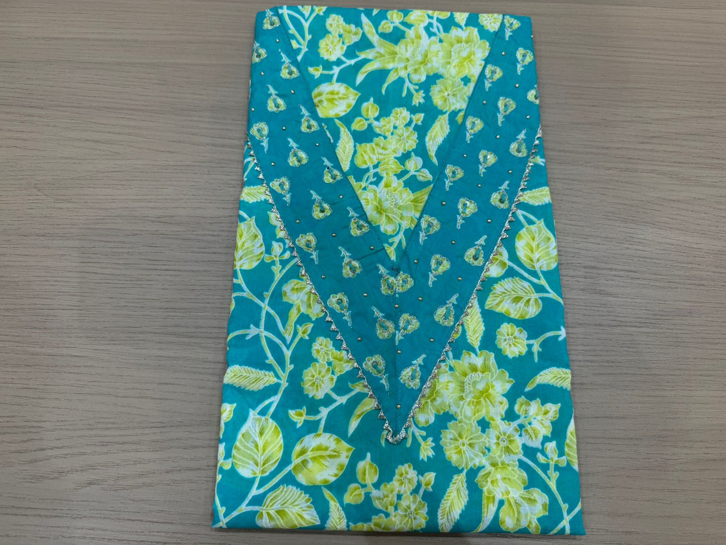 Cotton Hand Work Suit with Chiffon Dupatta