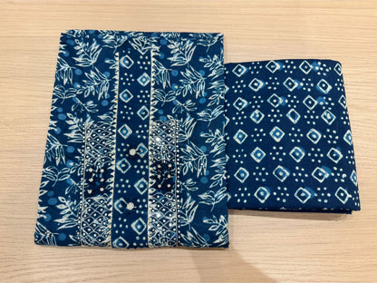 Cotton Hand Work Suit with Chiffon Dupatta