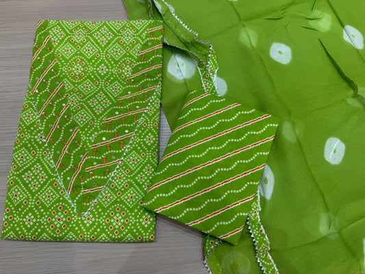 Cotton Hand Work Suit with Chiffon Dupatta