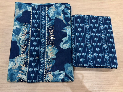 Cotton Hand Work Suit with Chiffon Dupatta