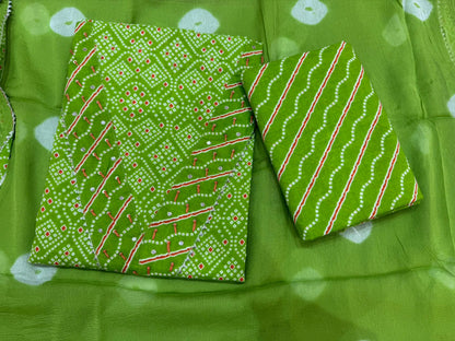 Cotton Hand Work Suit with Chiffon Dupatta