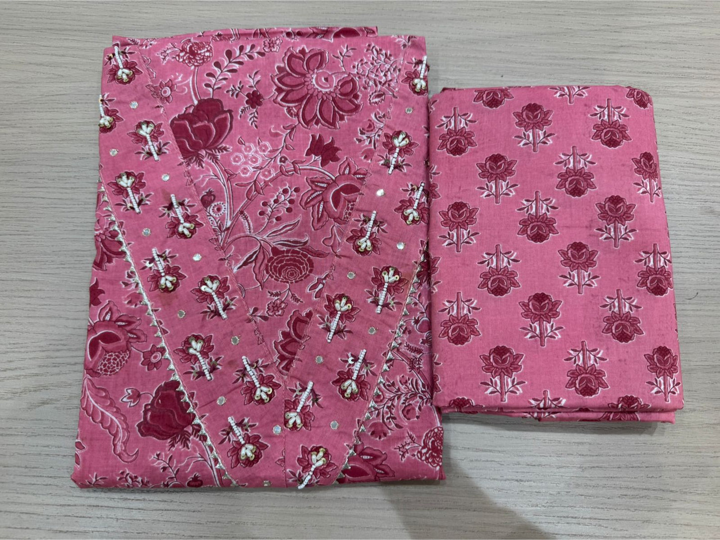 Cotton Hand Work Suit with Chiffon Dupatta