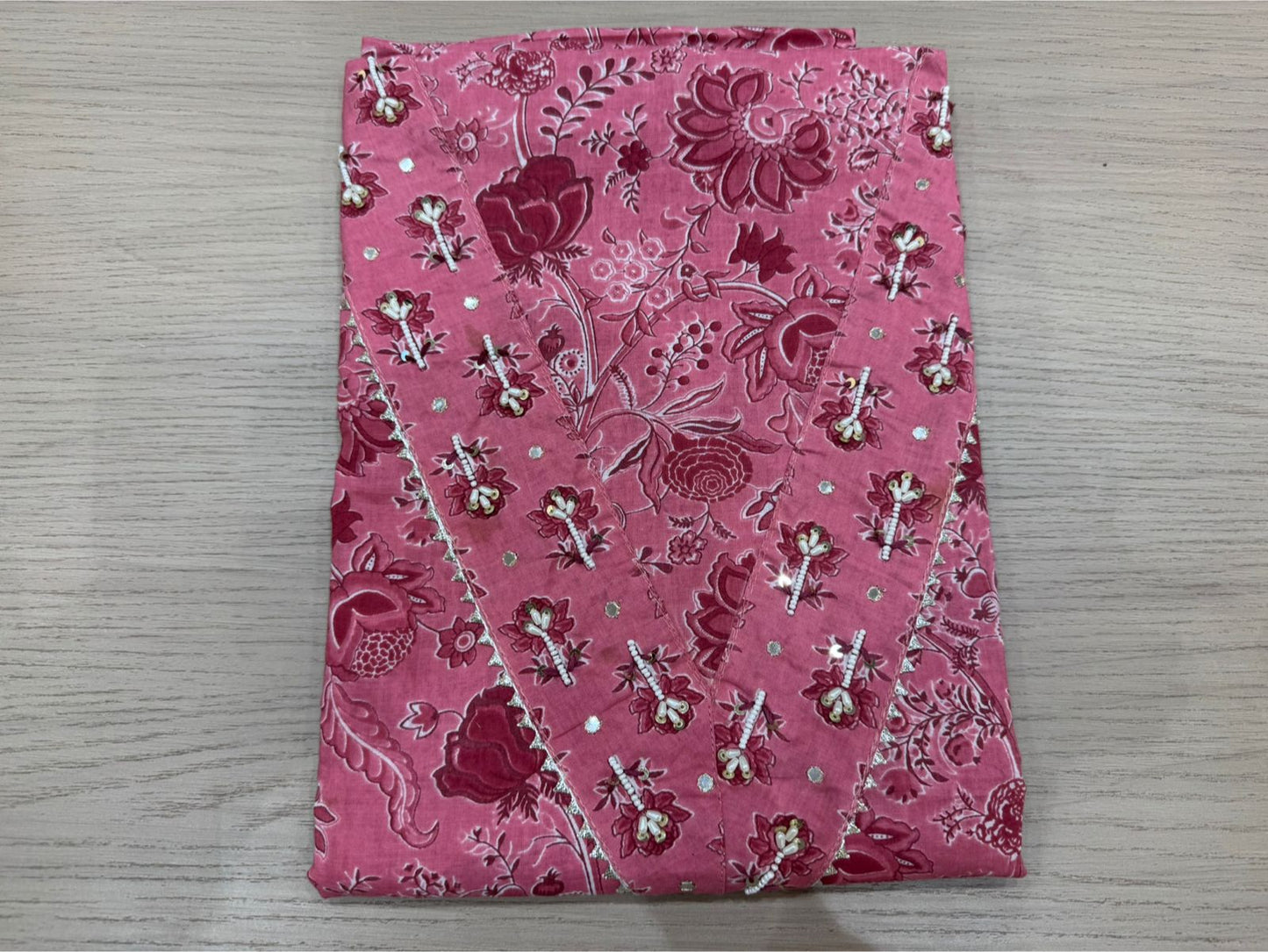 Cotton Hand Work Suit with Chiffon Dupatta