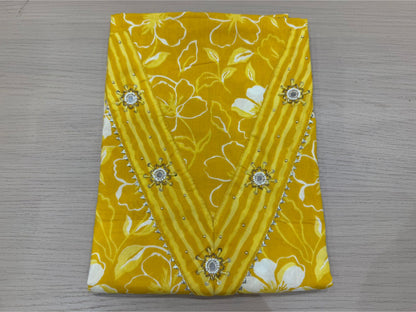 Cotton Hand Work Suit with Chiffon Dupatta