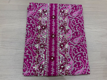 Cotton Hand Work Suit with Chiffon Dupatta
