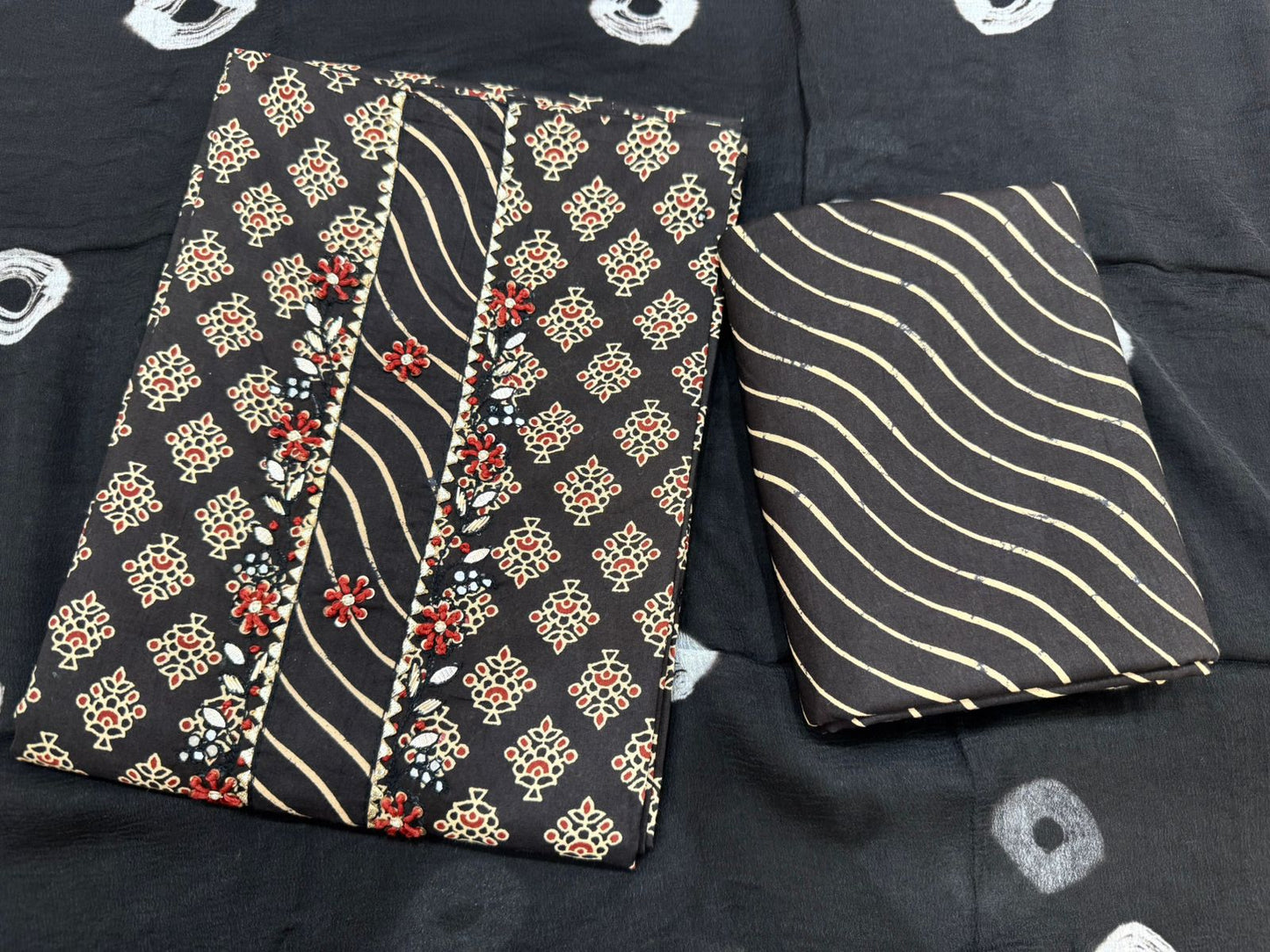 Cotton Hand Work Suit with Chiffon Dupatta