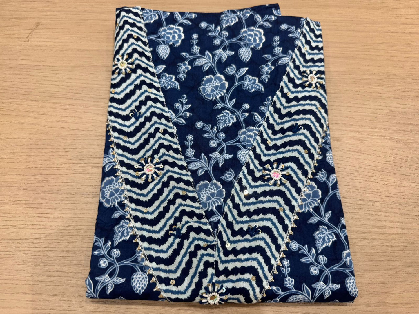 Cotton Hand Work Suit with Chiffon Dupatta