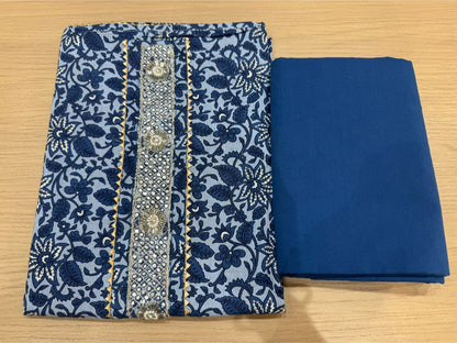 Cotton Hand Work Suit with Chiffon Dupatta
